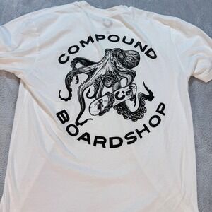 Compound Boardshop Octopus Skateboard Graphic T Shirt White Mens Size S READ!!